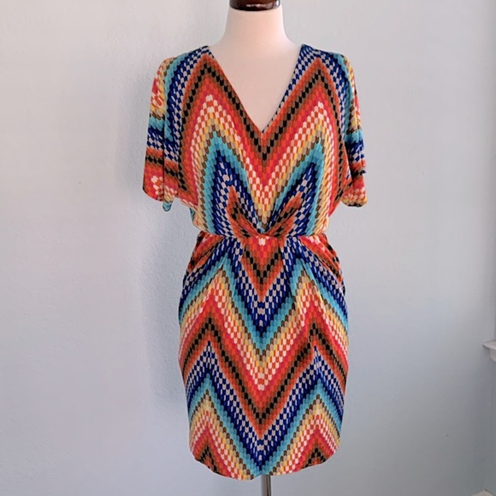 Trina Turk Rainbow Zig Zag Tulip Dress